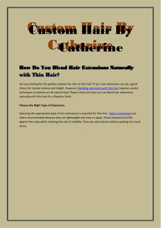 How Do You Blend Hair Extensions Naturally with Thin Hair