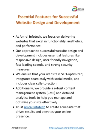 Key Features for Effective Website Design & Development by Amral Infotech