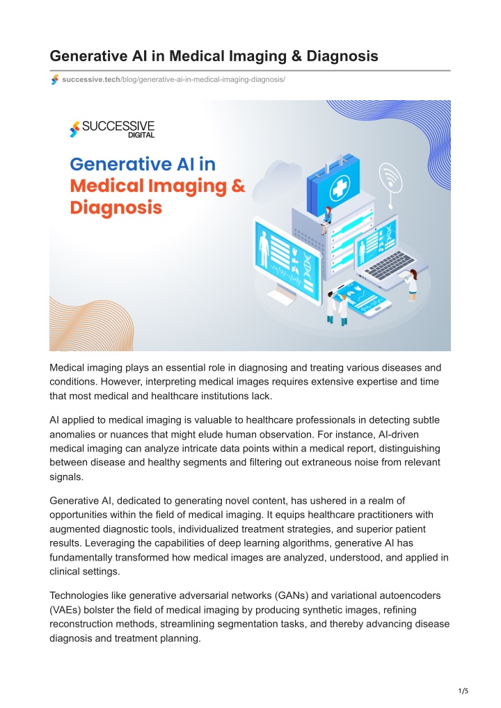 generative ai in medical imaging diagnosis