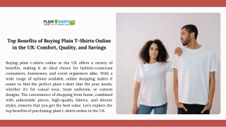 Top Benefits of Buying Plain T-Shirts Online in the UK Comfort, Quality, and Savings