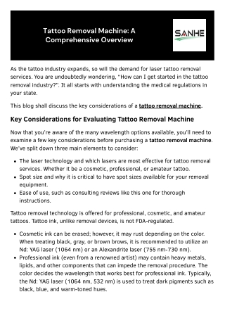 Tattoo Removal Machine A Comprehensive Overview
