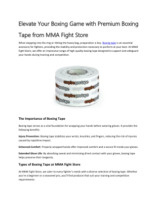 Elevate Your Boxing Game with Premium Boxing Tape from MMA Fight Store