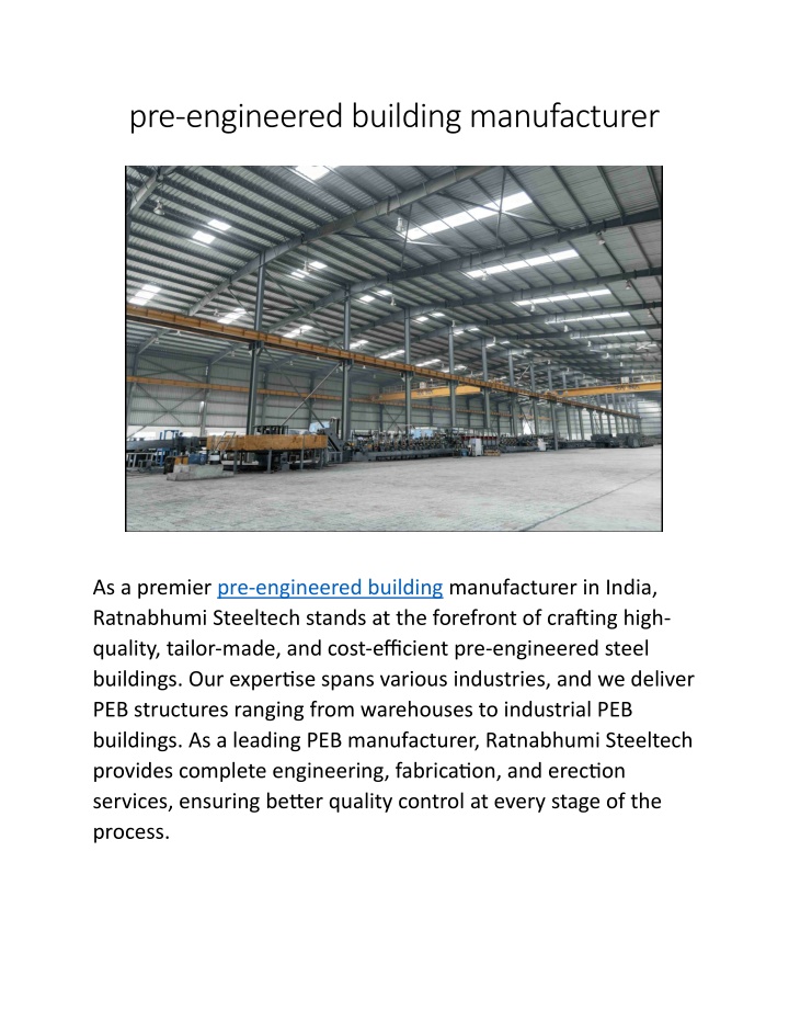 pre engineered building manufacturer