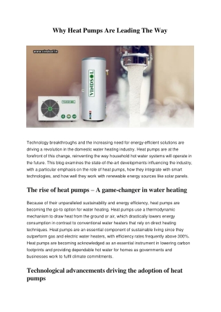 why heat pumps are leading the way