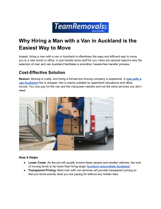 Why Hiring a Man with a Van in Auckland is the Easiest Way to Move
