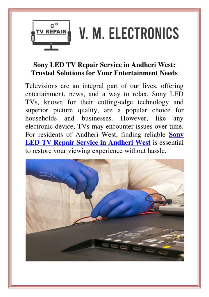 sony led tv repair service in andheri west