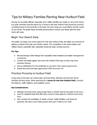 Tips for Military Families Renting Near Hurlburt Field