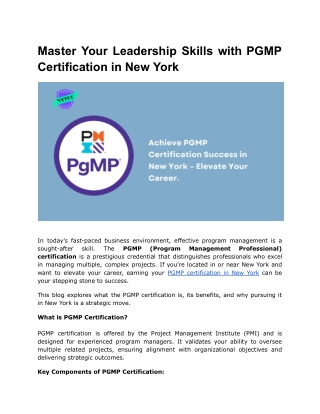 master your leadership skills with pgmp