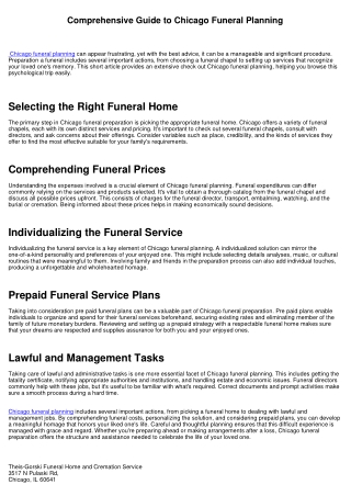 Comprehensive Guide to Chicago Funeral Service Planning