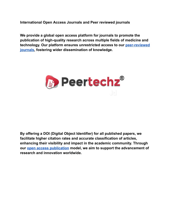 international open access journals and peer