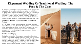 Elopement Wedding Or Traditional Wedding: The Pros & The Cons