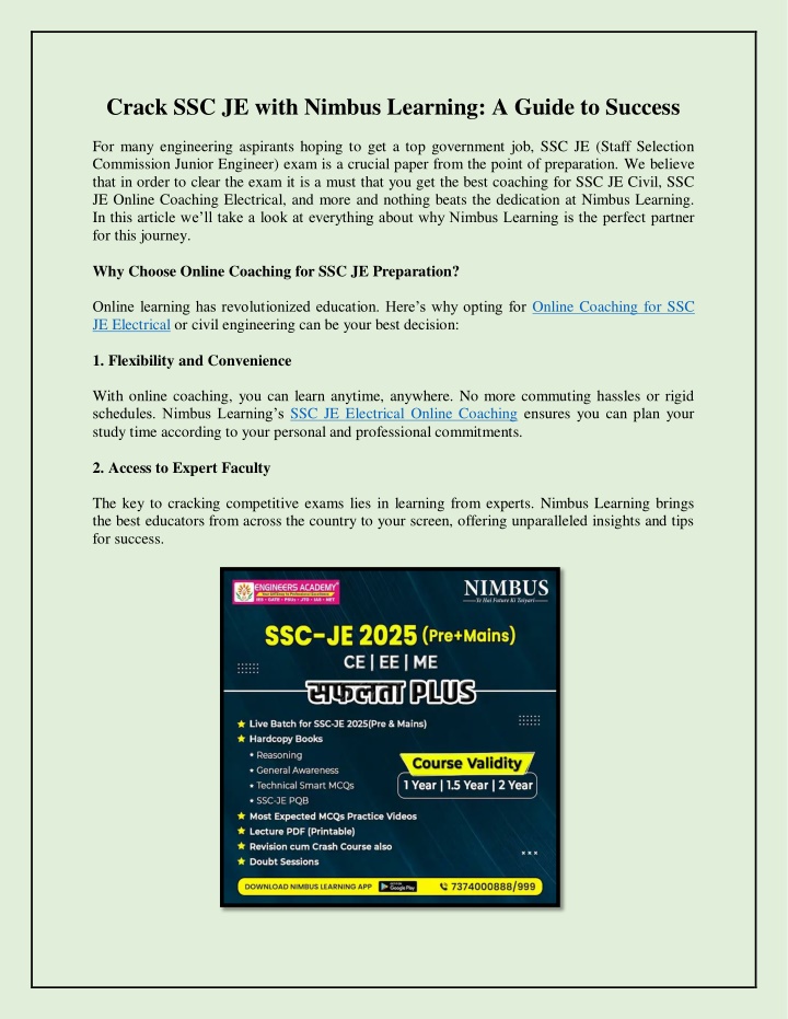 crack ssc je with nimbus learning a guide