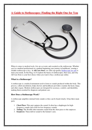 a guide to stethoscopes finding the right