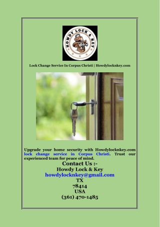 Lock Change Service In Corpus Christi  Howdylocknkey com