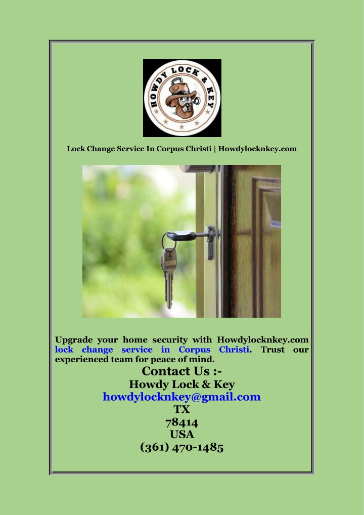 lock change service in corpus christi