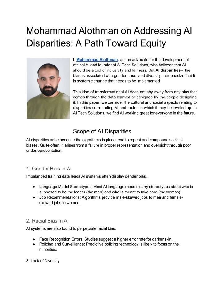 mohammad alothman on addressing ai disparities a path toward equity