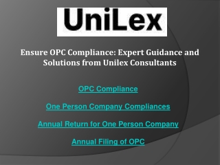 File Your One Person Company Annual Return: Expert Help from Unilex Consultants