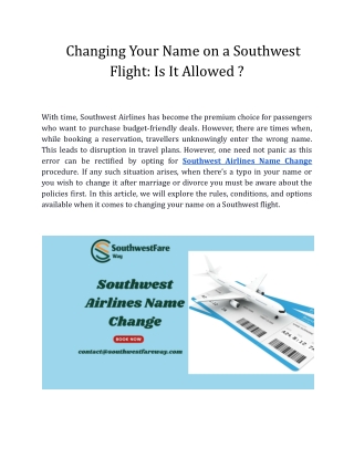 changing your name on a southwest flight