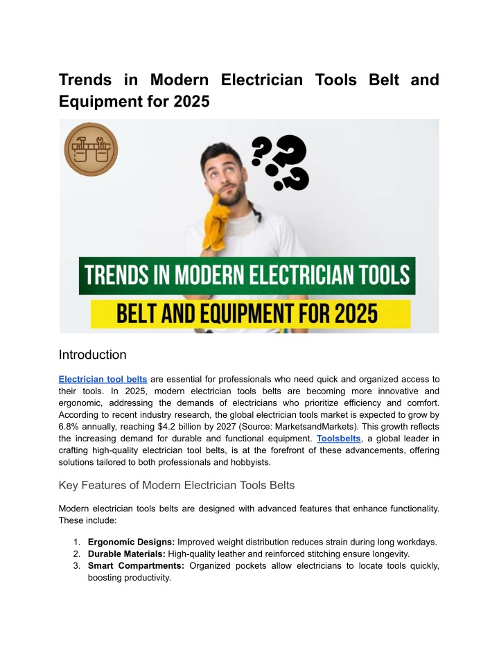 trends in modern electrician tools belt