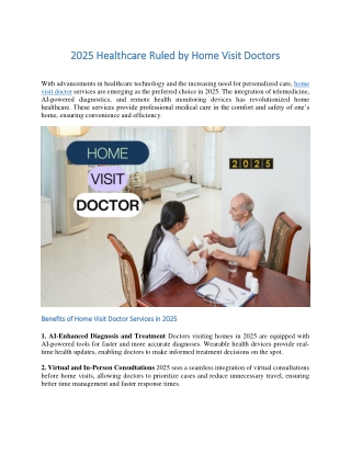 2025 Healthcare Dominated by Home Doctors