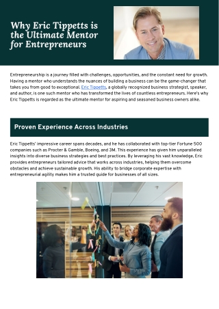 Why Eric Tippetts is the Ultimate Mentor for Entrepreneurs