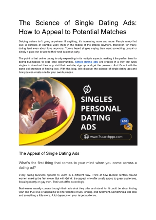 the science of single dating ads how to appeal