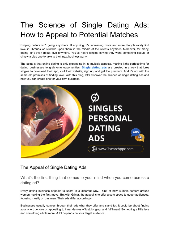 the science of single dating ads how to appeal