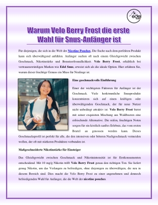 Warum Velo Berry Frost die erste Wahl für Snus-Anfänger ist