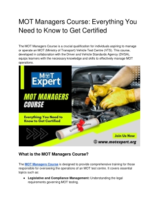 MOT Managers Course_ Everything You Need to Know to Get Certified