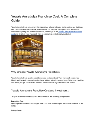 yewale amruttulya franchise cost a complete guide