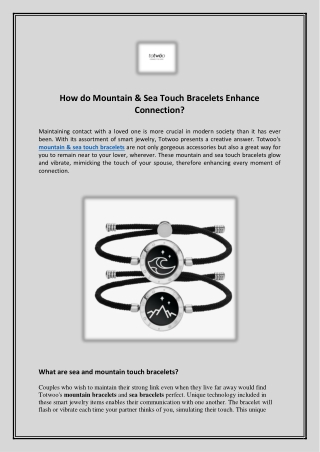 how do mountain sea touch bracelets enhance