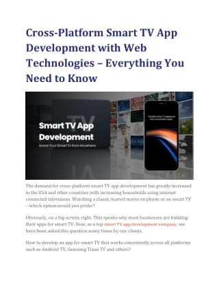 Cross-Platform Smart TV App Development with Web Technologies – Everything You N