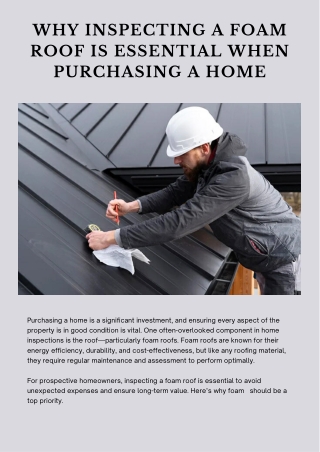 why inspecting a foam roof is essential when