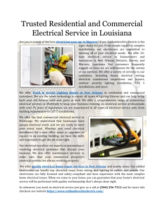 Trusted Residential and Commercial Electrical Service in Louisiana