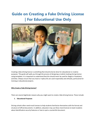 Guide on Creating a Fake Driving License  For Educational Use Only