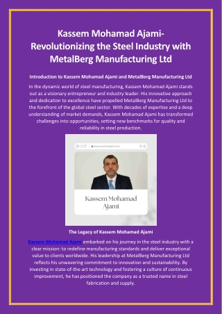 Kassem Mohamad Ajami-Revolutionizing the Steel Industry with MetalBerg Manufacturing Ltd