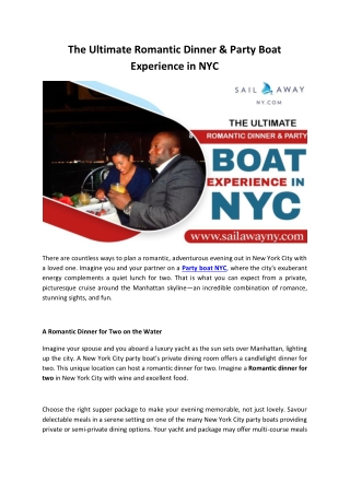 The Ultimate Romantic Dinner & Party Boat Experience in NYC