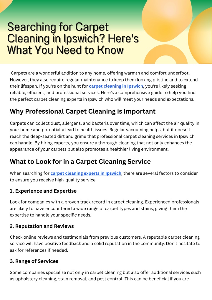 searching for carpet cleaning in ipswich here