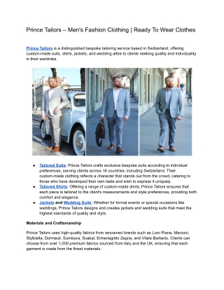 Prince Tailors – Men's Fashion Clothing _ Ready To Wear Clothes