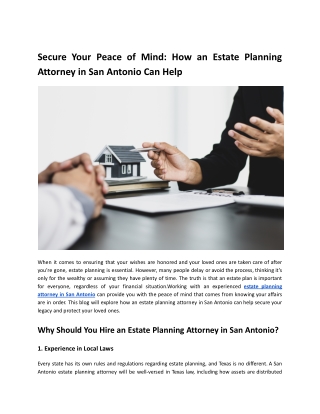 How an Estate Planning Attorney in San Antonio Can Help