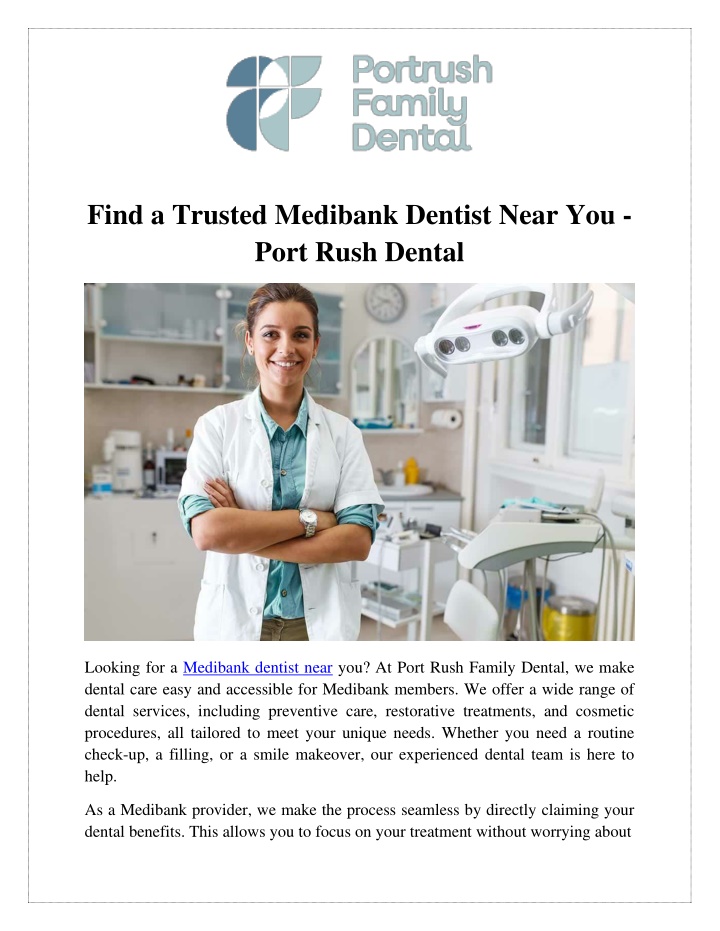 find a trusted medibank dentist near you port