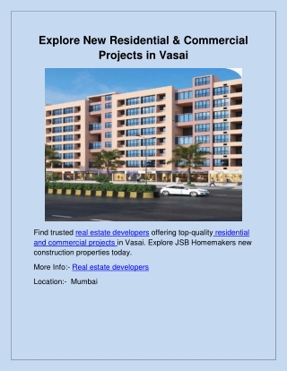 Explore New Residential & Commercial Projects in Vasai