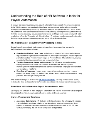 Understanding the Role of HR Software in India for Payroll Automation