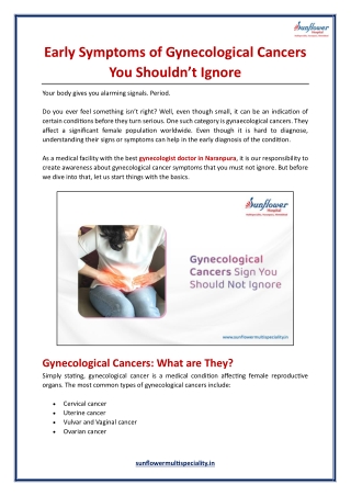 Early Symptoms of Gynecological Cancers You Shouldn’t Ignore