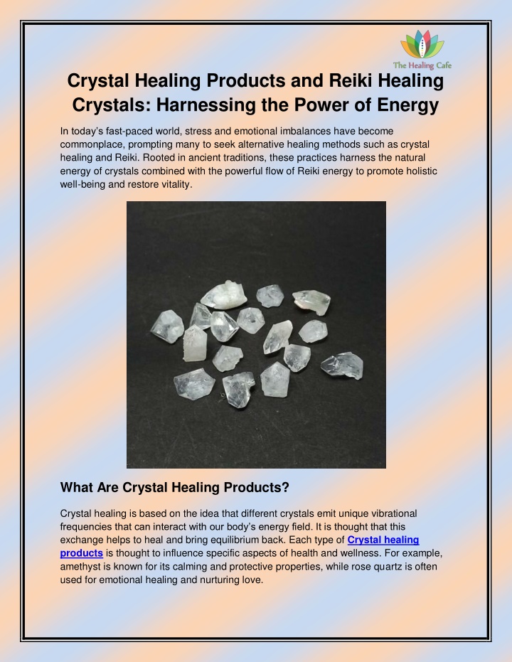 crystal healing products and reiki healing