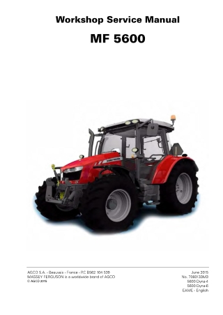 Massey Ferguson MF5600 Series (MF5608  MF5609  MF5610  MF5611  MF5612  MF5613) Tractor Service Repair Manual Instant Dow