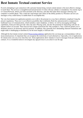 Very best Inmate Text Services