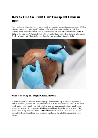 How to Find the Right Hair Transplant Clinic in Delhi