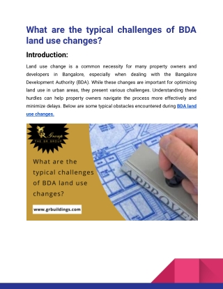 What are the typical challenges of BDA land use changes_Gr Group