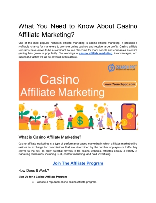 What You Need to Know About Casino Affiliate Marketing?